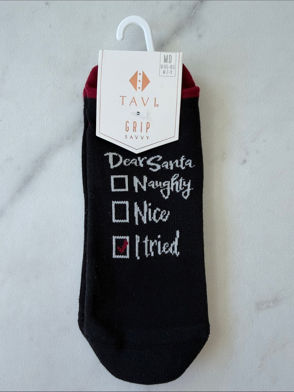 Tavi Grip Savvy Christmas Novelty Socks - Black